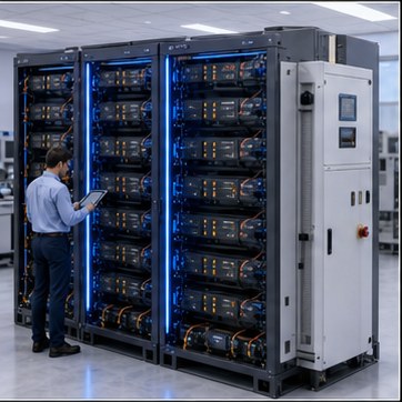 Energy storage battery system engineering concept